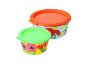 Koziol Nora Blooms Box 2er Set in Orange und Grün mit Blumenmuster